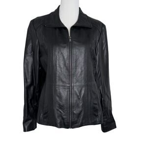 Kenneth Cole 100% Leather Fitted Jacket Sz XL IN Black VINTAGE